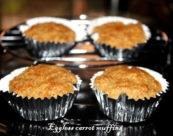 Eggless whole wheat carrot muffins