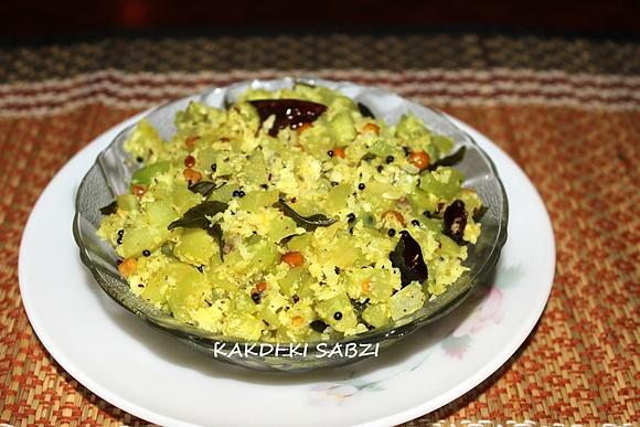 Kakdi ki sabzi - south indian cucumber vegetable stir fry