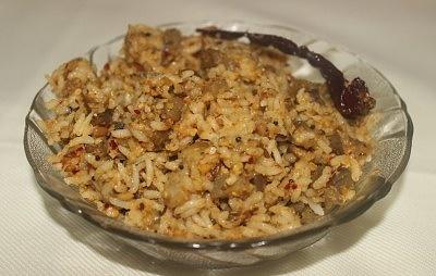 Vangi bhath or brinjal rice recipe