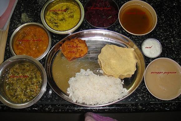 Tamil nadu lunch menu with rice and sambar
