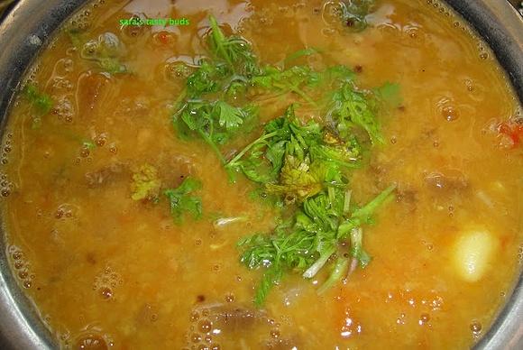 Plantain stem sambar - andhra special recipe