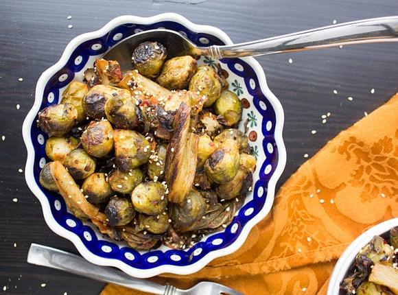 Kimchi and Bacon Roasted Brussels Sprouts