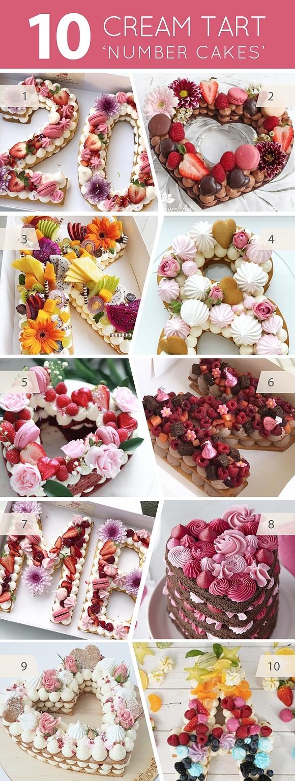 10 cream tart number cakes