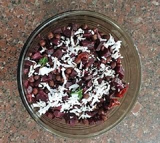 Beetroot and kadalai thoran - beetroot and black chickpea dry curry