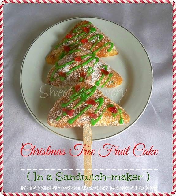 Christmas tree fruit cake in sandwich maker