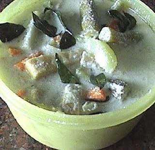 Avial vegetables in coconut and curd gravy