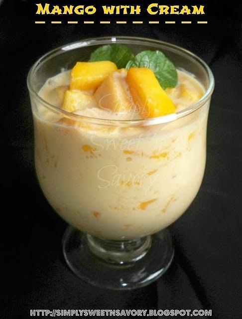 Mango with cream - quick and easy dessert
