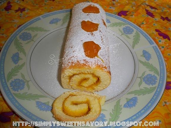 Mango Jam Roll Cake or Swiss Roll