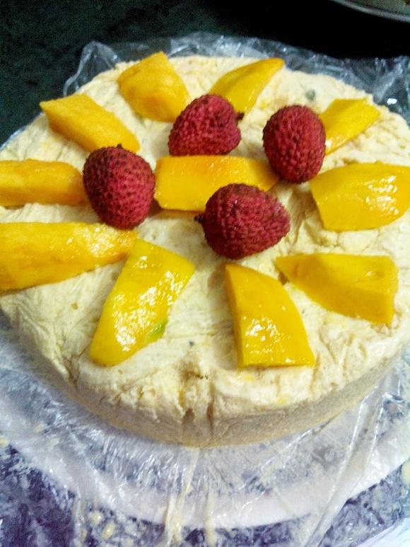 No fuss mango lychee ice cream cake